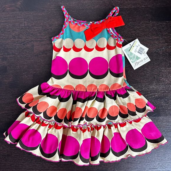 Bonnie Jean Retro Print Dress - Size 4 - Picture 1 of 3